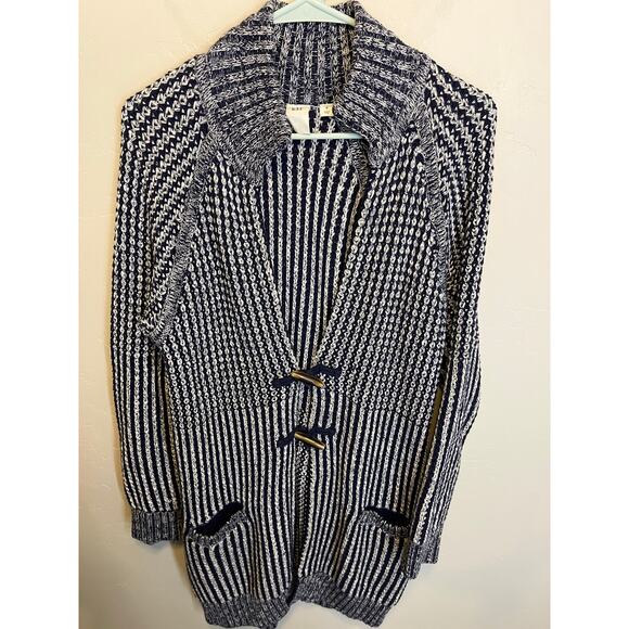 Gap Navy Blue Long Length Chunky Oversized Heavy Knit Nautical Sweater Size M - Picture 2 of 12